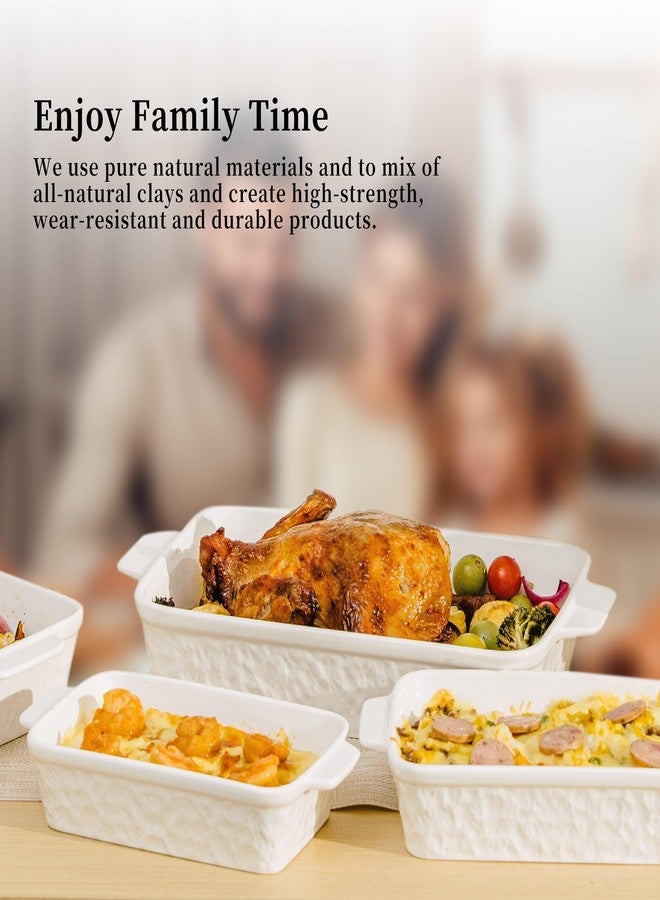 Dafuceramic Casserole Dishes for Oven, Baking Dishes, Ceramic Bakeware Sets of 4, Rectangular Baking Pan Set with Handles for Baking, Casserole, Kitchen, Wedding Gift,White - Image 4